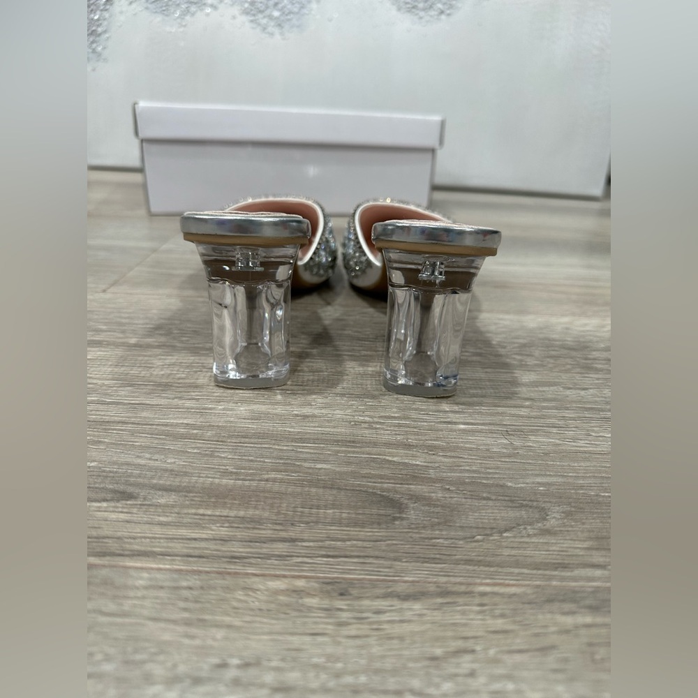 Silver Embellished Heeled Mules - Picture 4 of 7